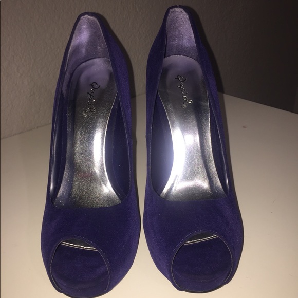 Qupid Velvet Peep Toe Heels Sz 8.5 - Picture 9 of 9